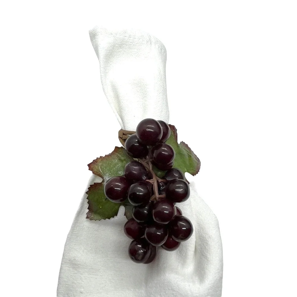 Napkin Rings Grapes Tuscany Wine Theme 8 Pieces Vintage Fruit Decor Retro Table